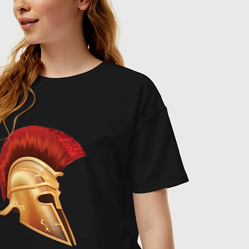 Женская футболка оверсайз Спарта: шлем гоплита / Черный – фото 3