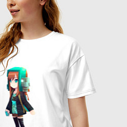 Футболка оверсайз женская Minecraft девушка в наушниках, цвет: белый — фото 2