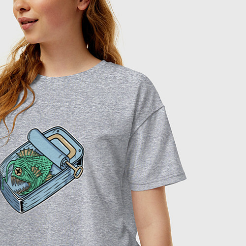 Женская футболка оверсайз Консерва из удильщика / Меланж – фото 3