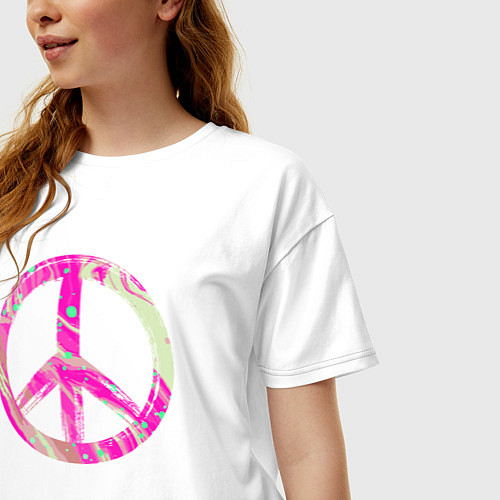 Женская футболка оверсайз Pink peace / Белый – фото 3