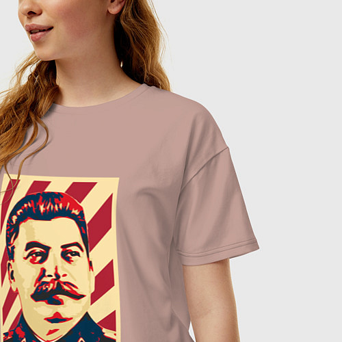 Женская футболка оверсайз Stalin face / Пыльно-розовый – фото 3