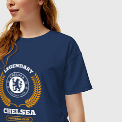 Футболка оверсайз женская Лого Chelsea и надпись legendary football club, цвет: тёмно-синий — фото 2