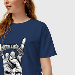 Футболка оверсайз женская Metallica hand, цвет: тёмно-синий — фото 2