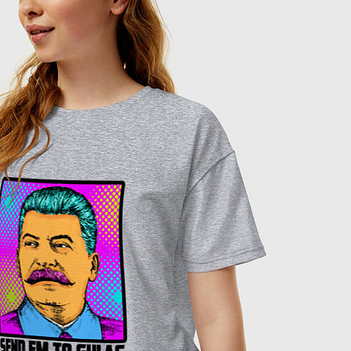Женская футболка оверсайз Send em to gulag / Меланж – фото 3