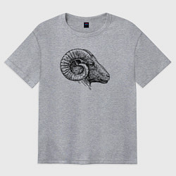 Футболка оверсайз женская Профиль барана, цвет: меланж