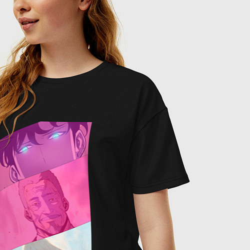 Женская футболка оверсайз Персонажи Solo Leveling / Черный – фото 3