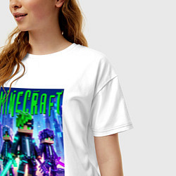 Футболка оверсайз женская Cyberpunk and Minecraft - collaboration, цвет: белый — фото 2