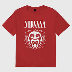 Футболка оверсайз женская Nirvana rock panda, цвет: красный