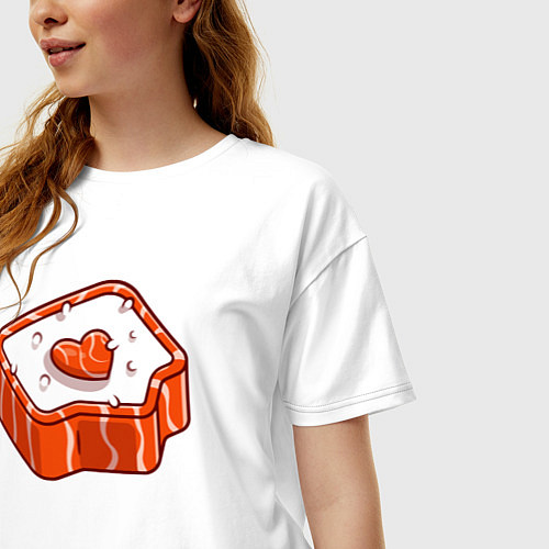 Женская футболка оверсайз Любовь и суши / Белый – фото 3