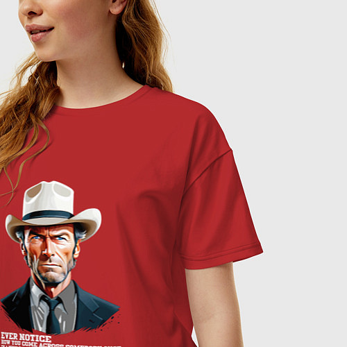 Женская футболка оверсайз Иствуд кино вестерн / Красный – фото 3