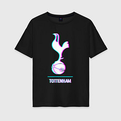 Футболка оверсайз женская Tottenham FC в стиле glitch, цвет: черный