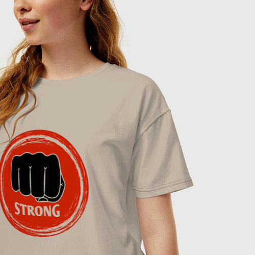 Женская футболка оверсайз MMA strong / Миндальный – фото 3