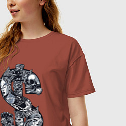 Футболка оверсайз женская Money rules, цвет: кирпичный — фото 2