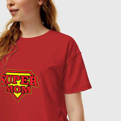 Женская футболка оверсайз Супер-маме / Красный – фото 3