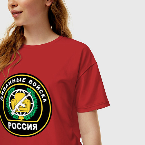 Женская футболка оверсайз Диванные войска России / Красный – фото 3