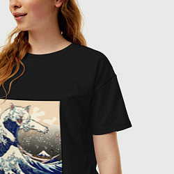 Футболка оверсайз женская Большой котяра в Канагаве, цвет: черный — фото 2