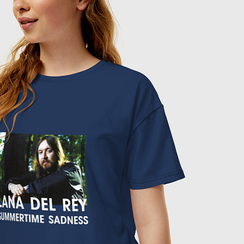 Женская футболка оверсайз Егор Летов х Лана Дел Рэй / Тёмно-синий – фото 3