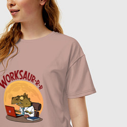 Футболка оверсайз женская Воркозавр, цвет: пыльно-розовый — фото 2