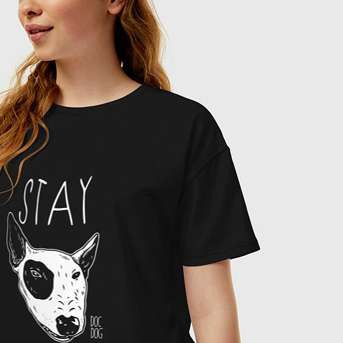 Женская футболка оверсайз Stay dog pissed / Черный – фото 3