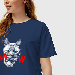 Футболка оверсайз женская Meow kitty, цвет: тёмно-синий — фото 2