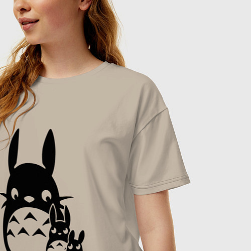 Женская футболка оверсайз Totoros / Миндальный – фото 3