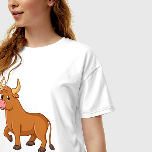 Женская футболка оверсайз Милый бычок / Белый – фото 3