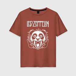 Футболка оверсайз женская Led Zeppelin rock panda, цвет: кирпичный