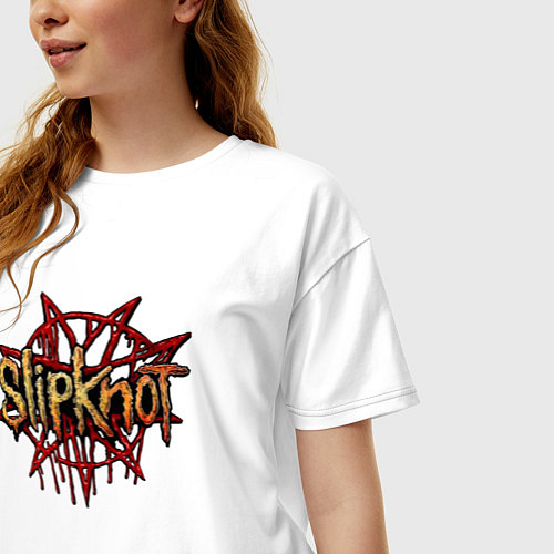 Женская футболка оверсайз Slipknot original / Белый – фото 3
