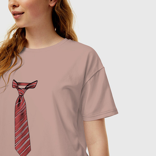 Женская футболка оверсайз Я в галстуке / Пыльно-розовый – фото 3