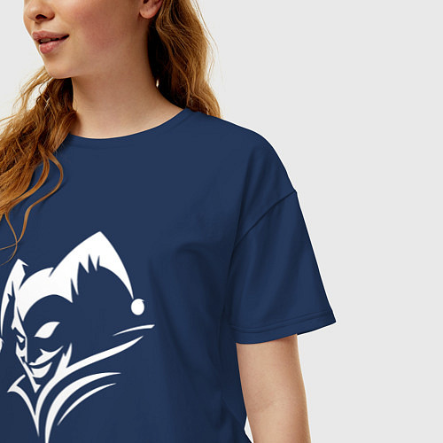 Женская футболка оверсайз Злобный шут ухмыляется / Тёмно-синий – фото 3