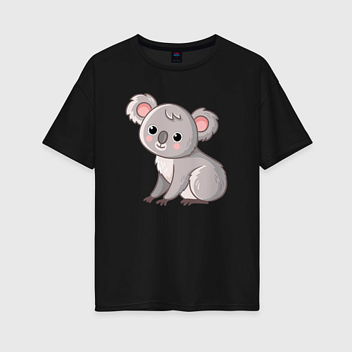 Женская футболка оверсайз Cute koala / Черный – фото 1