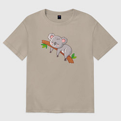 Футболка оверсайз женская Коала спит на ветке, цвет: миндальный