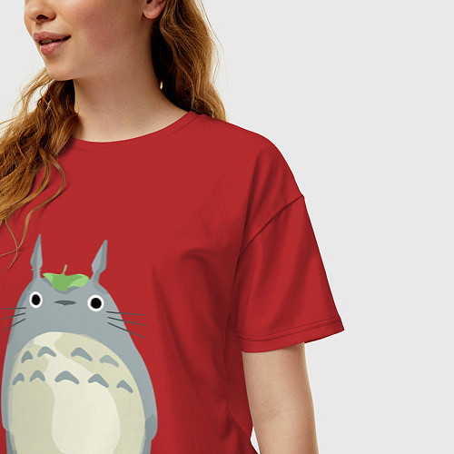 Женская футболка оверсайз Neighbor Totoro / Красный – фото 3