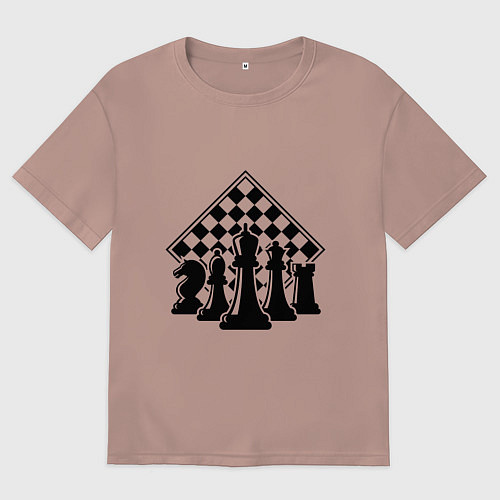 Женская футболка оверсайз The chessboard / Пыльно-розовый – фото 1