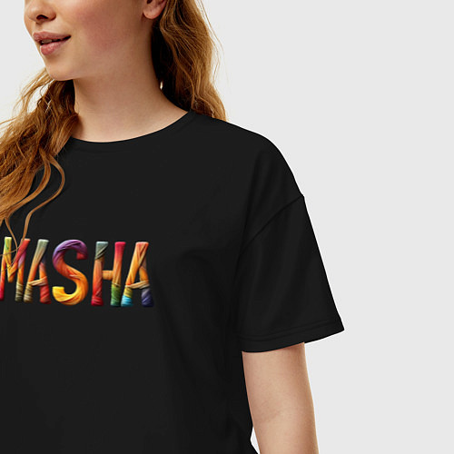 Женская футболка оверсайз Masha yarn / Черный – фото 3