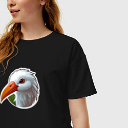 Футболка оверсайз женская Голова чено белого аиста, цвет: черный — фото 2