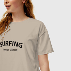 Футболка оверсайз женская Surfing never alone, цвет: миндальный — фото 2