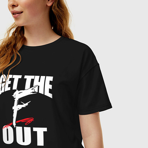 Женская футболка оверсайз Wwe Get the F Out / Черный – фото 3