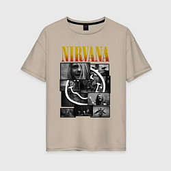 Футболка оверсайз женская Nirvana kurt krist dave, цвет: миндальный