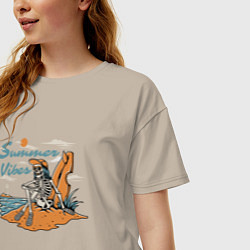 Футболка оверсайз женская Скелет summer vibes, цвет: миндальный — фото 2