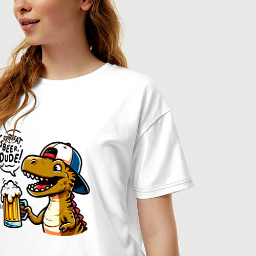 Женская футболка оверсайз Отличное пиво - чувак / Белый – фото 3