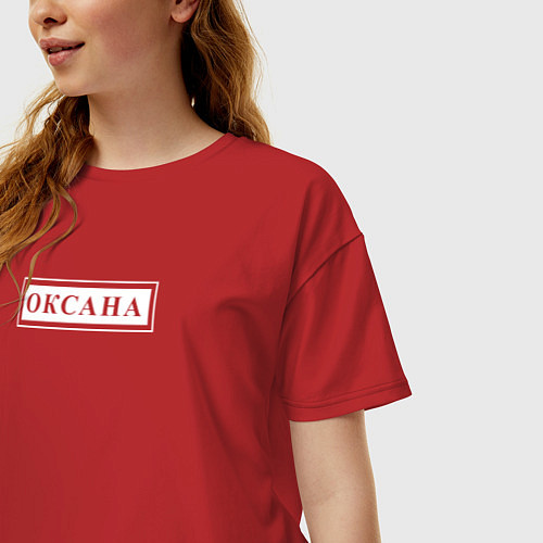 Женская футболка оверсайз Именная Оксана в рамочке / Красный – фото 3