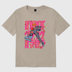 Футболка оверсайз женская Дэнджи - Человек-бензопила, цвет: миндальный