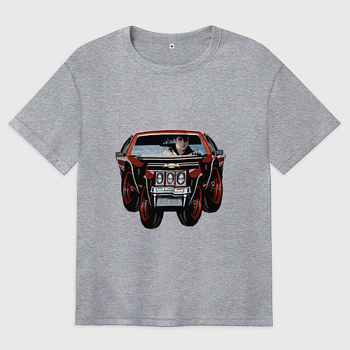 Женская футболка оверсайз Райан гослинг за рулём мем / Меланж – фото 1