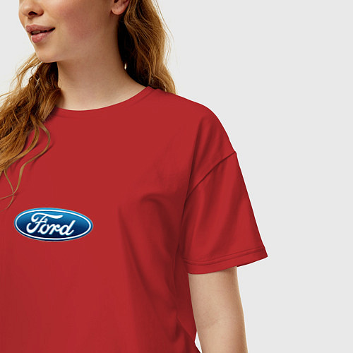 Женская футболка оверсайз FORD авто спорт лого / Красный – фото 3