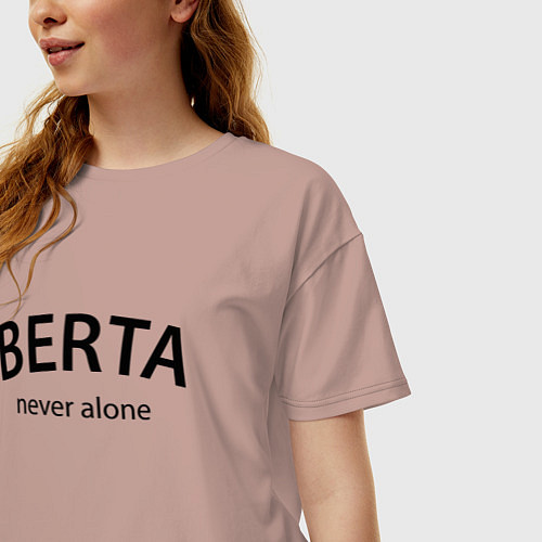 Женская футболка оверсайз Berta never alone - motto / Пыльно-розовый – фото 3