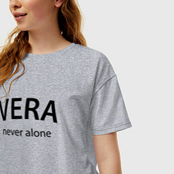 Футболка оверсайз женская Vera never alone - motto, цвет: меланж — фото 2