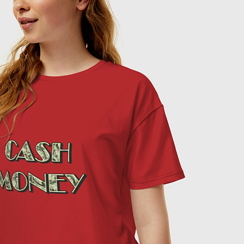 Женская футболка оверсайз Cash money / Красный – фото 3