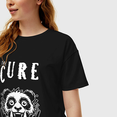 Женская футболка оверсайз The Cure rock panda / Черный – фото 3