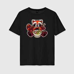 Футболка оверсайз женская Голодная панда, цвет: черный